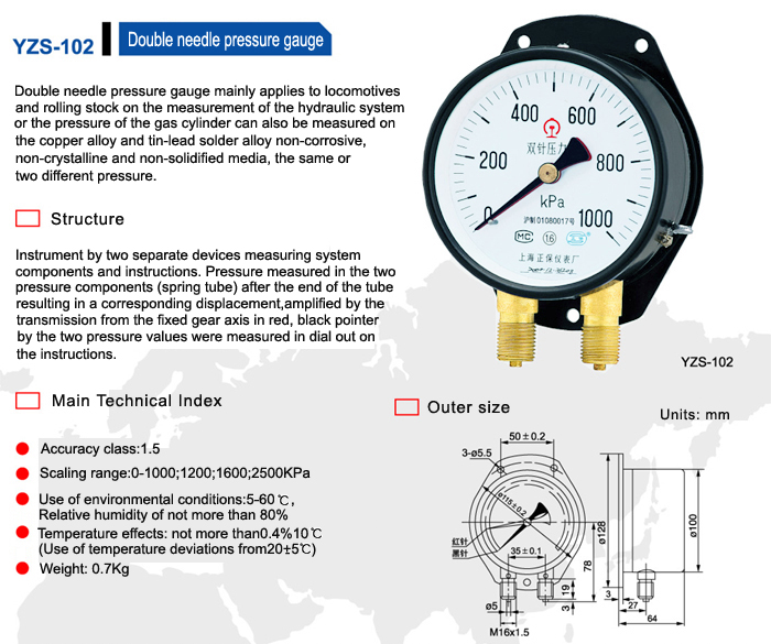 double needle pressure gauge